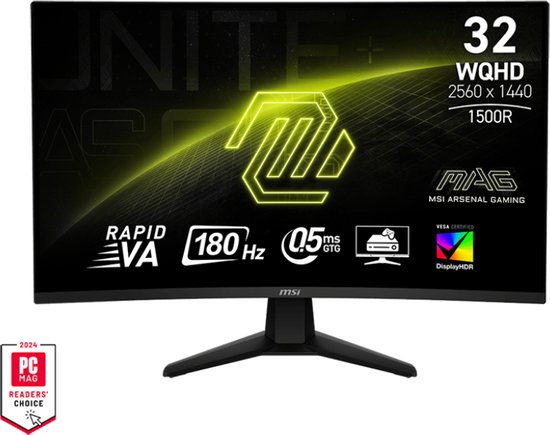 MSI MAG 32CQ6F - WQHD Curved Gaming Monitor - 180hz - 32 inch