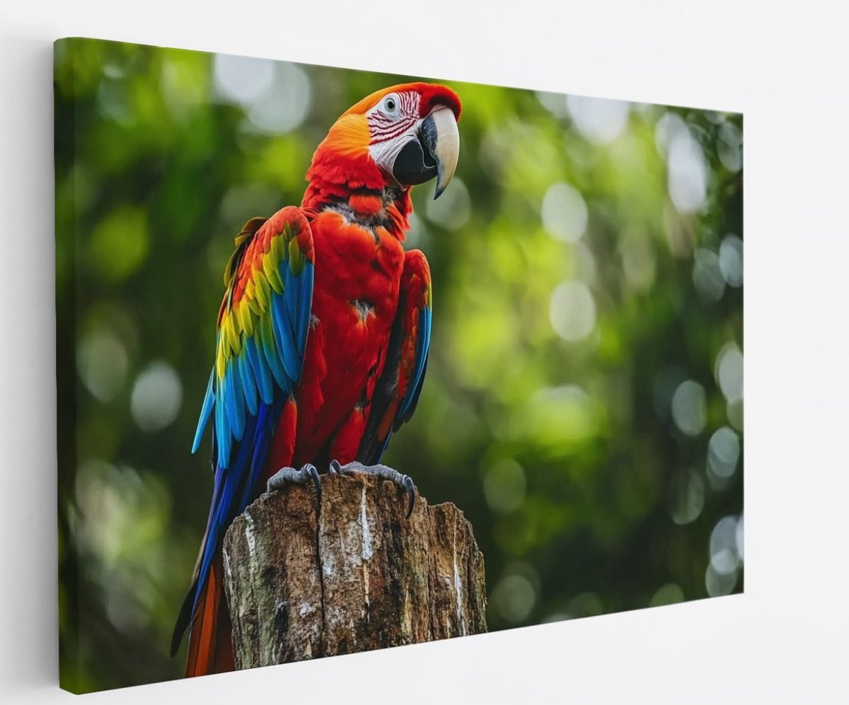 Saammp Canvas Schilderij - Papegaai - Kleurrijk - Dieren - Natuur - 60x40 - Foto op canvas - Wanddecoratie - muurdecoratie Woonkamer - Slaapkamer decoratie - Canvas Print Multicolor