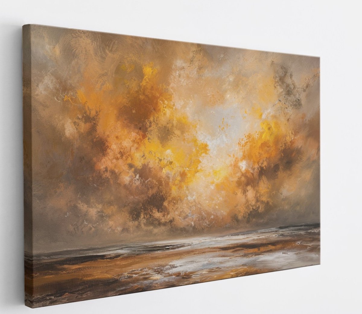 Saammp Canvas Schilderij - Landschap - Oranje - Abstract - 150x100 - Foto op canvas - Wanddecoratie - Muurdecoratie Woonkamer - Slaapkamer decoratie - Canvas Print Multicolor