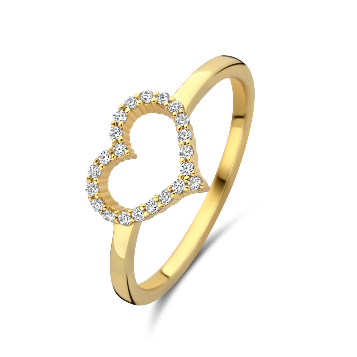 New Bling - 9NB-1447-50 - zilveren ring met zirkonia hartje - 925 sterling silver - gold plated