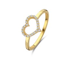 New Bling - 9NB-1447-50 - zilveren ring met zirkonia hartje - 925 sterling silver - gold plated