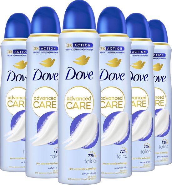 Déodorant anti-transpirant Dove Advanced Care en spray - Talco - 6 x 150 ml - Pack économique