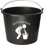 Emmer - Kots emmer - Cadeau emmer - met tekst - 12 liter - zwart