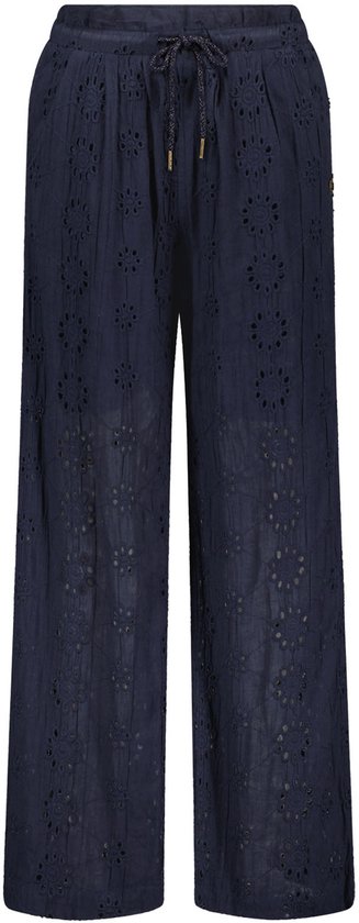 Pantalon d'été Like Flo pour fille - bleu marine - broderie anglaise - Fenna