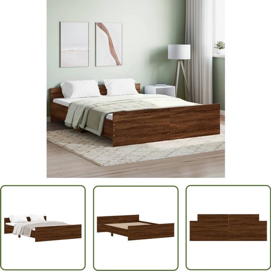 Bedframe bewerkt hout bruin eikenkleur 140x190 cm
