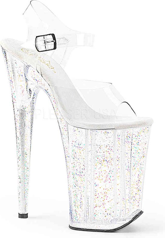 Pleaser - INFINITY-908MG Sandaal met enkelband, Paaldans schoenen - Paaldans schoenen - 40 Shoes - Transparant