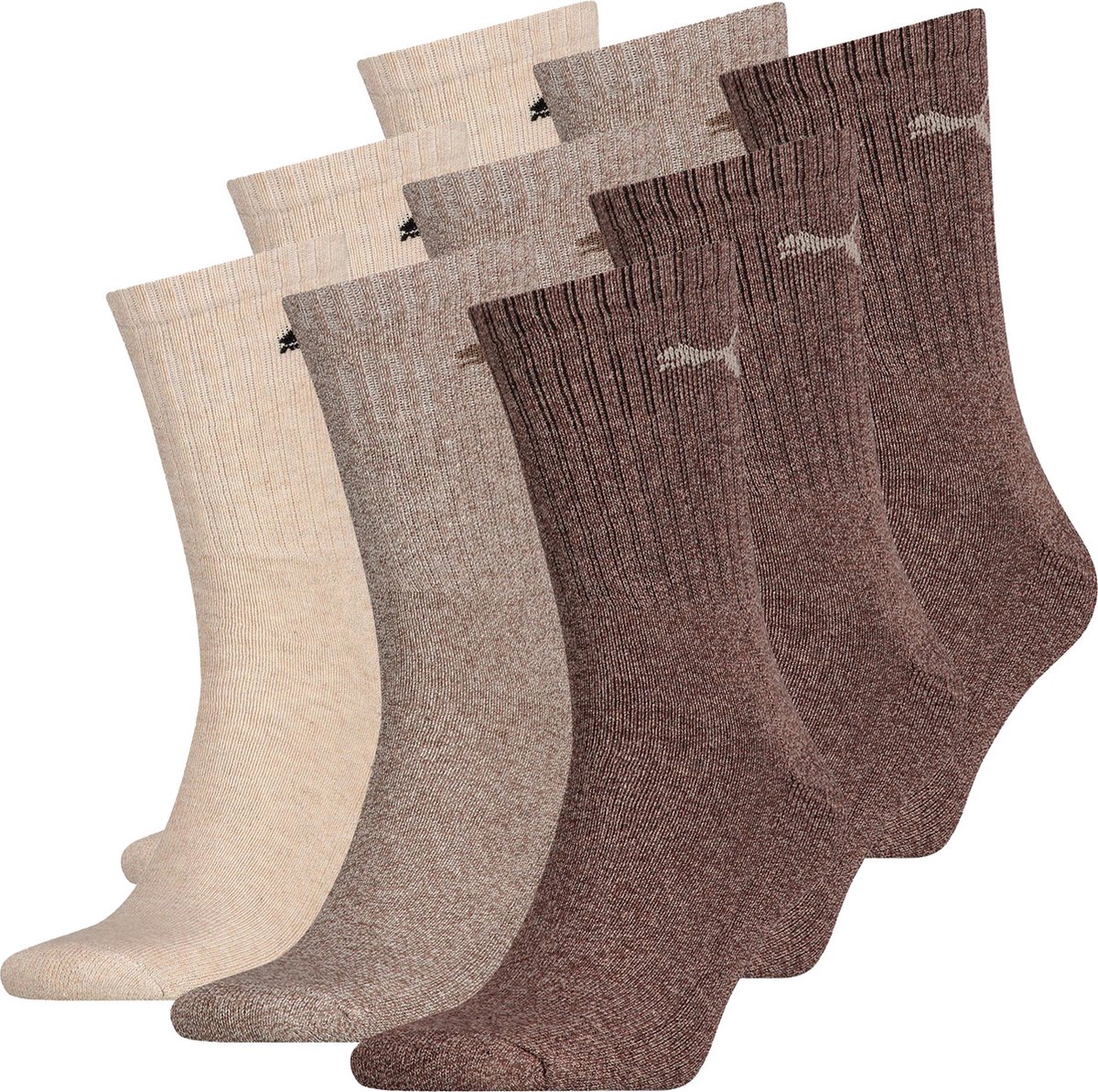 SOKKEN 9 paar Puma sportsokken tennissokken 49 Unisex voor hem en haar 717 – Chocolate/walnut/safar