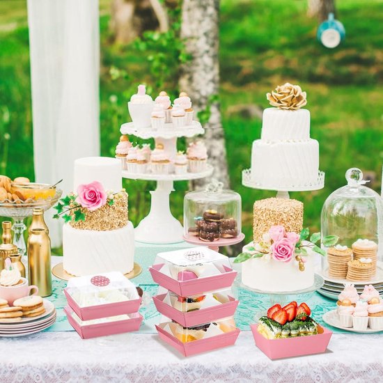 lemgyiamz 10 stuks macarons dozen voor koekjes en dessert, verpakkingsdozen met transparante vensterlade, apart vak, drie macarons in een doos voor koekjes, snoep, broodjes, donuts
