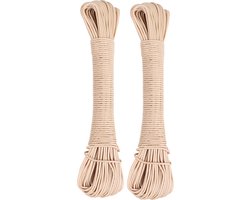 Urban Living Waslijn - 2x - 20 meter - PVC - beige - drooglijn / waslijndraad - wasgoed ophangen