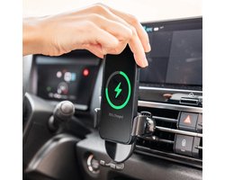 Snellader Auto - Telefoonhouder Auto Ventilatie - Snellader - Draadloze Oplader - 360° Rotatie - 15 Wat - Geschikt voor Android en IOS