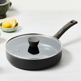 Bol.com ISENVI Avon keramische hapjespan 26 CM - Ergo greep - Antraciet - Keramisch - 100% PFAS PTFE en PFOA vrij - 100% duurzaa... aanbieding
