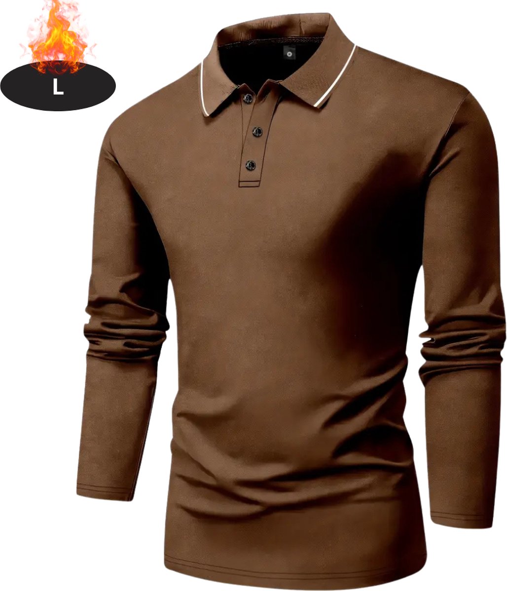 Nivard Poloshirt Heren T-Shirt Heren Shirt Overhemd Polo Shirt Lange Mouwen Koffie Bruin