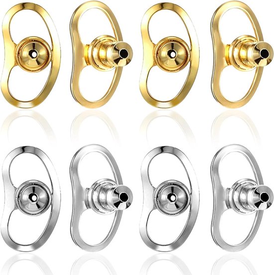 Fermoirs de boucles d'oreilles pendantes - Forme nez de cochon - Fermoirs de boucles d'oreilles serrés et sécurisés - Lot de 8