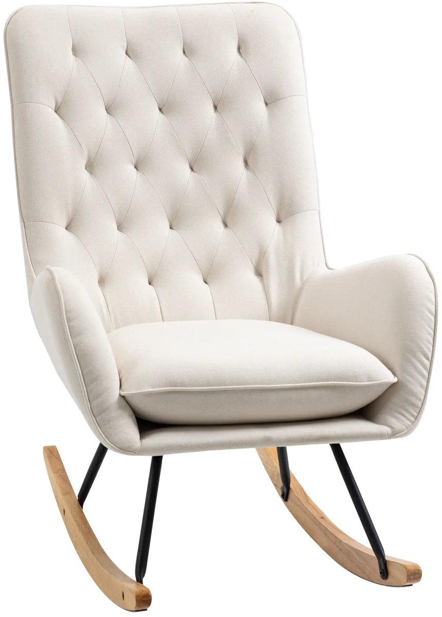 GranMaison Fauteuil - Relaxzetel - Relaxstoel - Relaxfauteuil - Stoel - Met armleuning - Voor één Persoon - Crèmewit