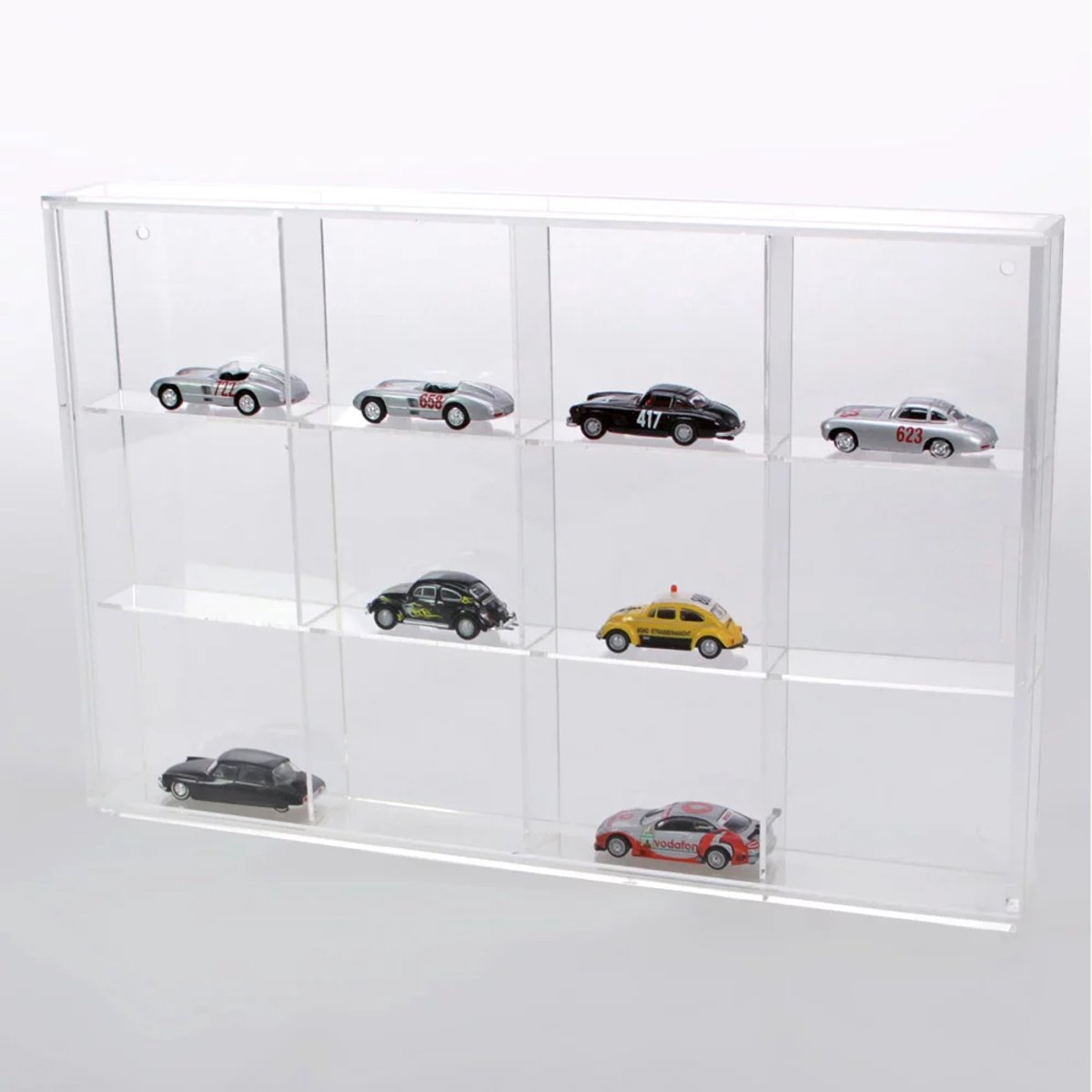 SAFE 5678 Sammel Vitrine Black Edition mit Echtglasabdeckung | mattschwarzen Leinenstruktur-Oberfläche | Setzkasten für Schmuck, Edelsteine, Mineralien | 40 x 30 x 5,5 cm