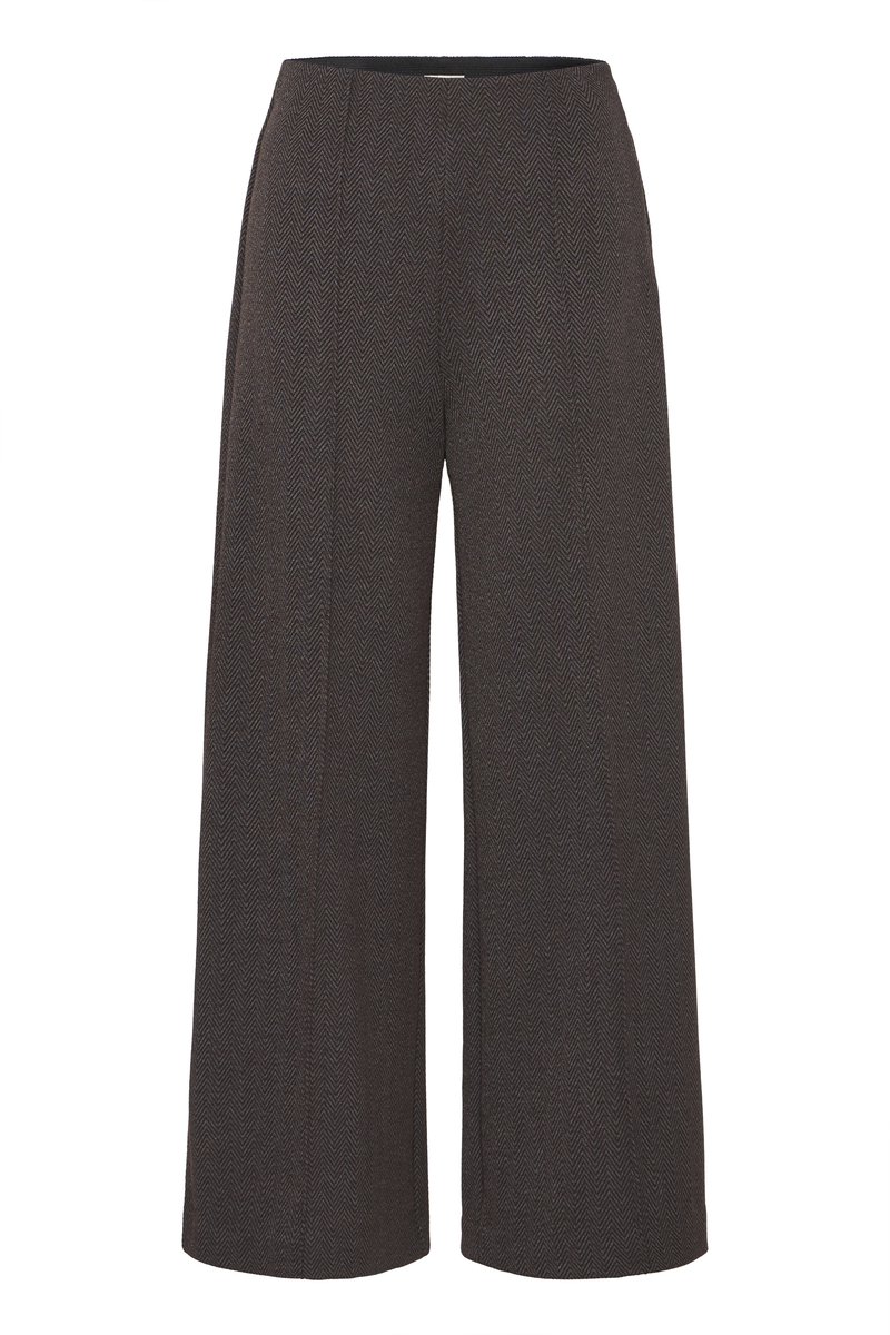 Zip Fastening Polyester Viscose Trousers Wo - Brown