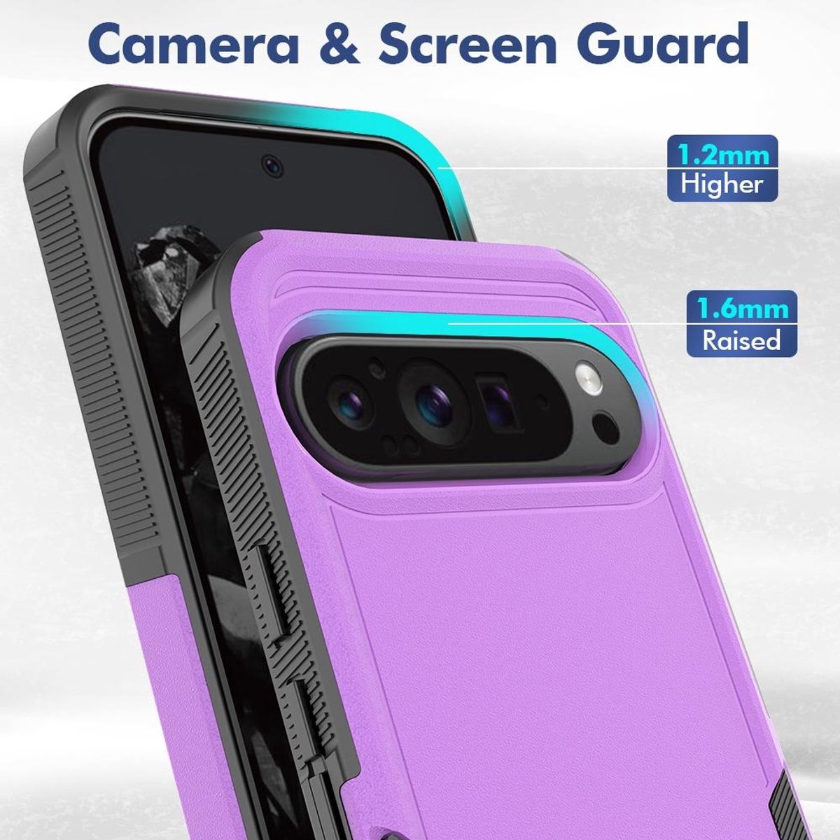 Mobigear Hoesje geschikt voor Google Pixel 9 Pro XL Telefoonhoesje Hardcase | Mobigear Heavy Armor Backcover Shockproof | Schokbestendig Pixel 9 Pro XL Telefoonhoesje | Anti Shock Proof - Paars