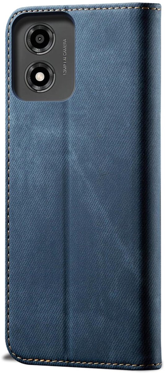 Mobigear Telefoonhoesje geschikt voor Motorola Moto E14 Hoesje | Mobigear Ranch Bookcase Portemonnee | Pasjeshouder voor 3 Pasjes | Telefoonhoesje voor Pinpas / OV Kaart / Rijbewijs - Blauw