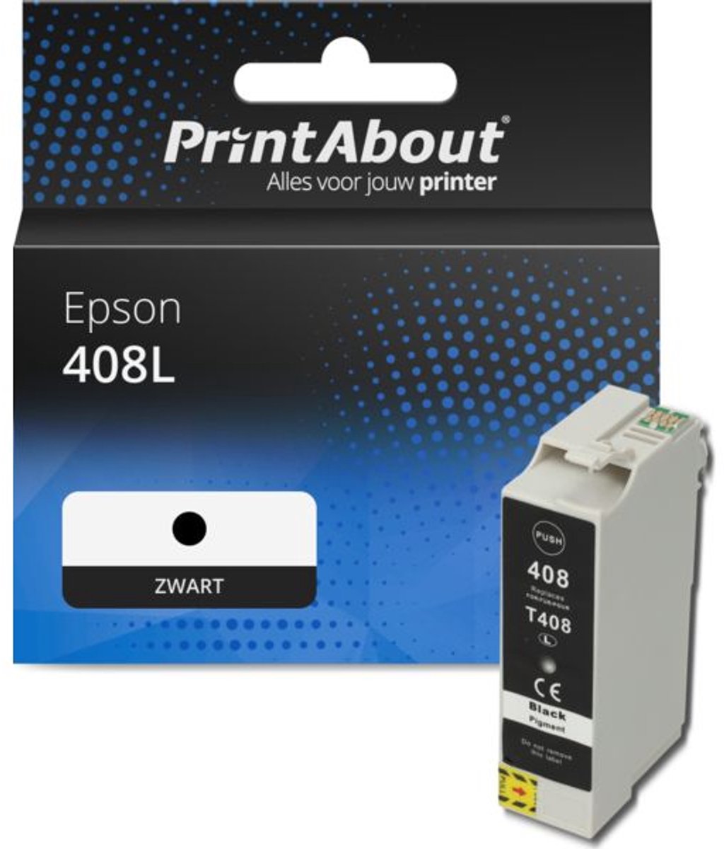PrintAbout huismerk Inktcartridge 408L (C13T09K14010) Zwart Hoge capaciteit geschikt voor Epson