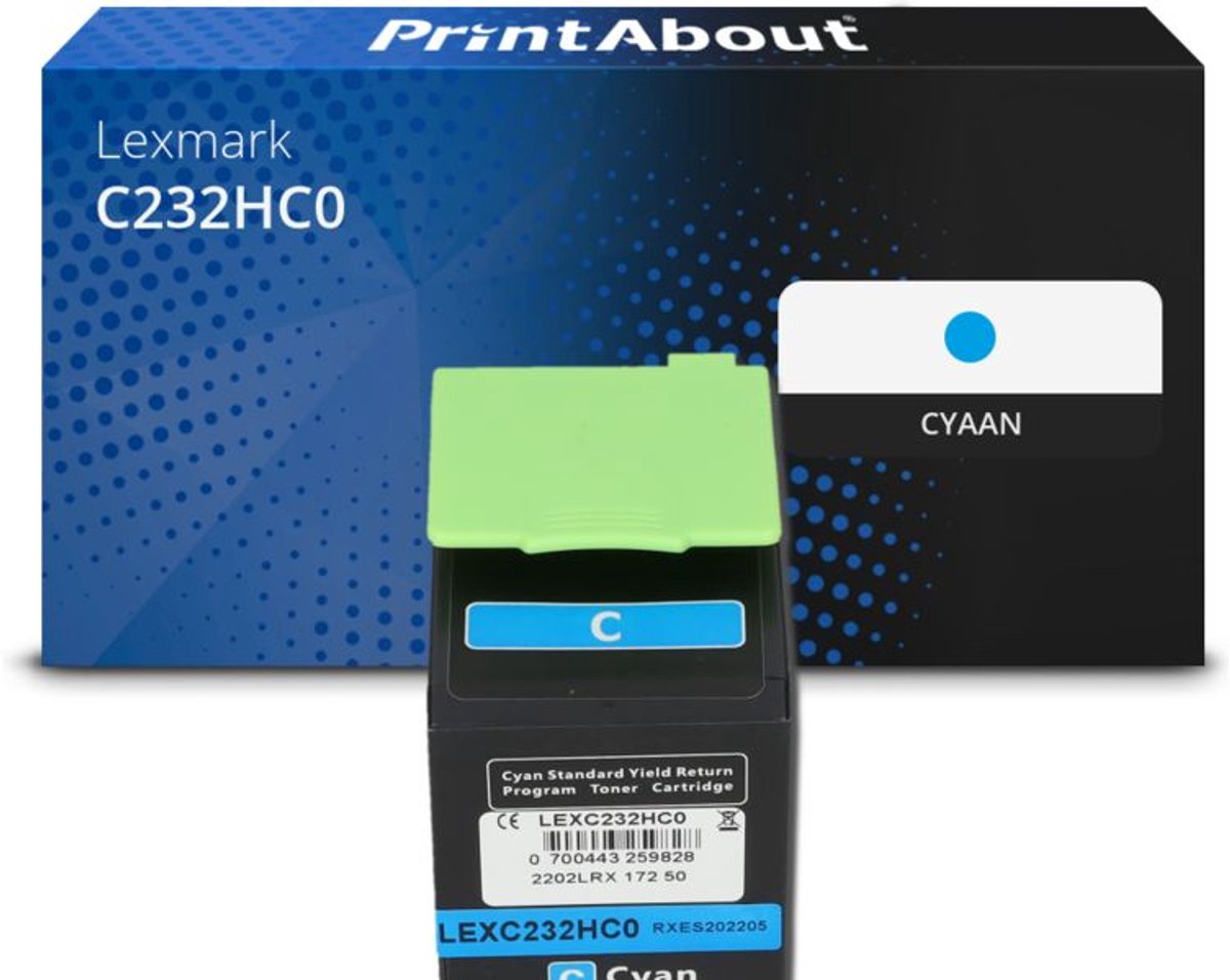 PrintAbout Huismerk Lexmark C232HC0 Toner Cyaan Hoge capaciteit
