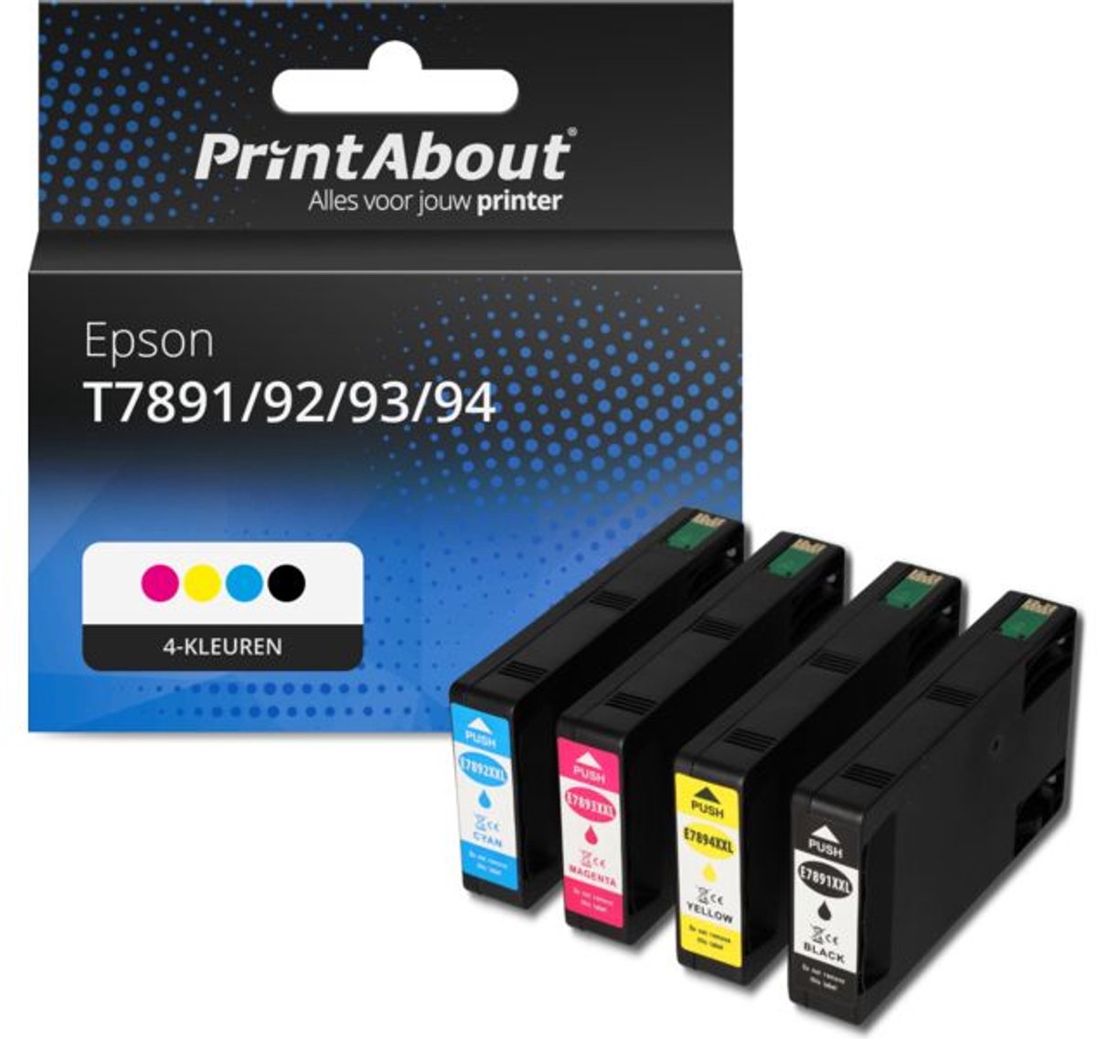 PrintAbout huismerk Inktcartridge T7891/92/93/94 4-kleuren Multipack geschikt voor Epson