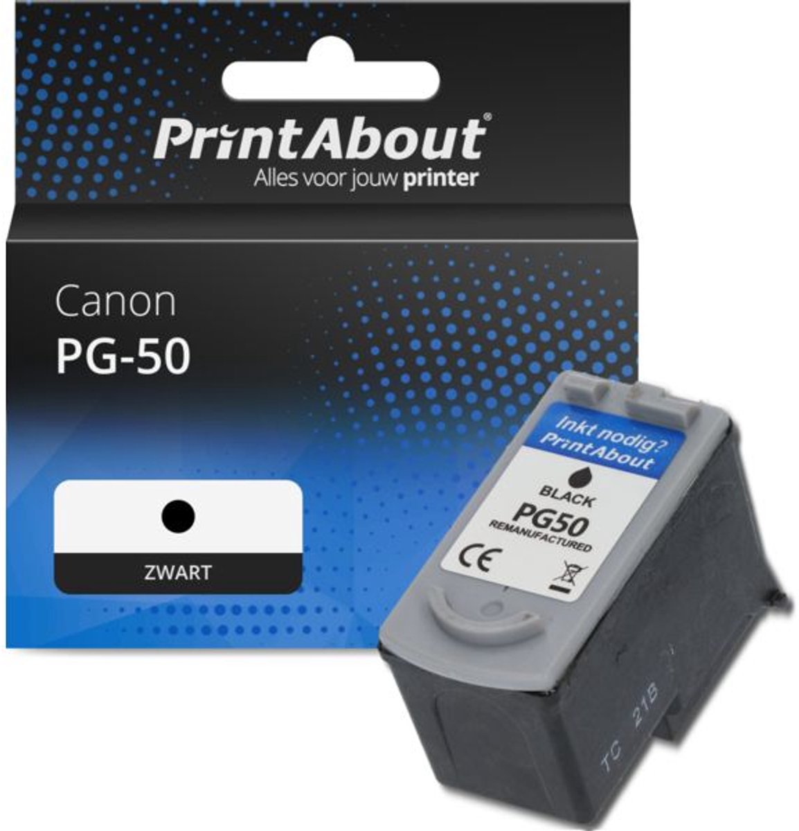 PrintAbout huismerk Inktcartridge PG-50 Zwart geschikt voor Canon