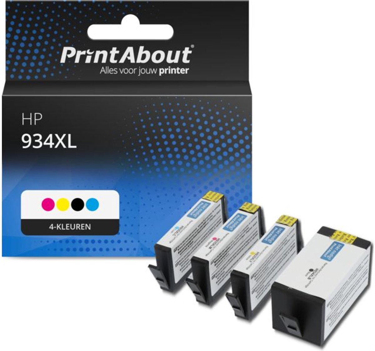 PrintAbout huismerk Inktcartridge 934XL (C2P23AE) 4-kleuren Multipack Hoge capaciteit geschikt voor HP