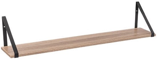 Foto: 5five wandplankje aliaj zwart bruin metaal hout 78 x 16 x 15 cm