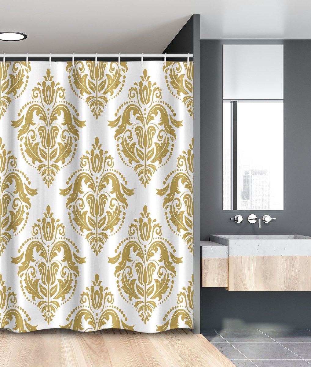 New Bed, Damast Victoriaans Klassieke Liefhebbers, Douchegordijn Badkamer Decor Set met Haakjes, 120 cm B 180 cm L