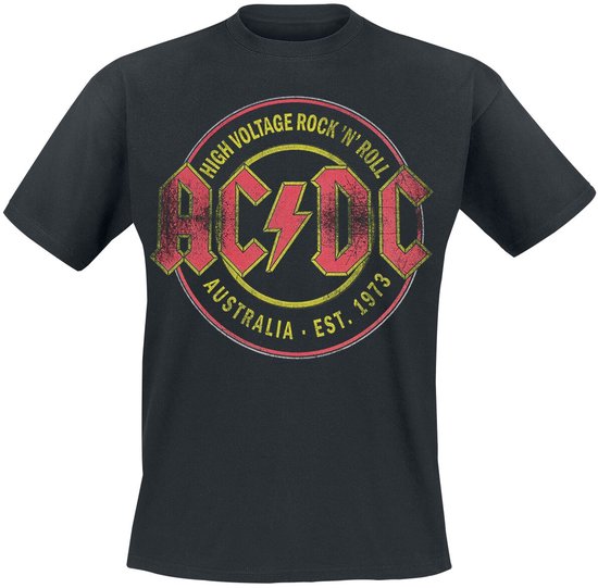 Haute Voltage CA/ DC - Rock 'N' Roll - Australie Est. T-shirt noir 1973 XL