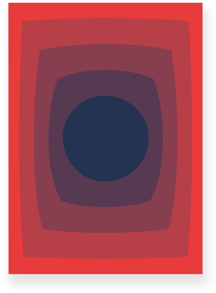 Yisual Poster 20x30 cm - Abstracte Kleurovergang - Cirkel - Rood - Blauw - Vintage - Op-Art - Muurdecoratie - Wanddecoratie