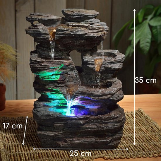 MKSS® Waterornamenten Voor Buiten – Waterval – Waterfontein Met Verlichting - Tuindecoratie