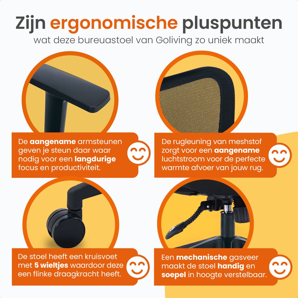 Goliving Ergonomisch Bureaustoel - Kantoorstoel - Office - afbeelding 3