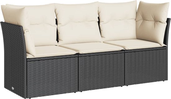 Tuinbank zonder armleuning met kussens poly rattan bruin