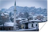 Poster Winterse skyline van Sarajevo in Bosnië en Herzegovina - 120x80 cm