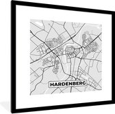 Fotolijst incl. Poster - Stadskaart - Hardenberg - Grijs - Wit - 40x40 cm - Posterlijst - Plattegrond