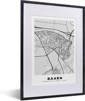 Fotolijst incl. Poster - Stadskaart - Baarn - Grijs - Wit - 30x40 cm - Posterlijst - Plattegrond