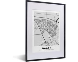Fotolijst incl. Poster - Stadskaart - Baarn - Grijs - Wit - 30x40 cm - Posterlijst - Plattegrond