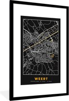 Fotolijst incl. Poster - Stadskaart - Weert - Goud - Zwart - 60x90 cm - Posterlijst - Plattegrond