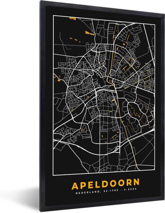 Fotolijst Incl Poster Plattegrond Apeldoorn Goud Zwart X Cm Posterlijst Bol Com