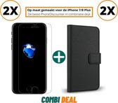 Fooniq Boek Hoesje Zwart 2x + Screenprotector 2x - Geschikt Voor Apple iPhone 7/8+