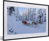 Photo encadrée - Père Noël sur un cadre photo en traîneau de rennes 60x40 cm - Affiche encadrée (Décoration murale salon / chambre)