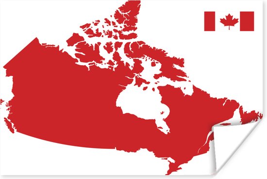 Une illustration du Canada en affiche rouge 80x60 cm - Tirage photo sur affiche (décoration murale salon / chambre)