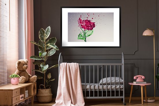 Fotolijst incl. Poster - Rozen - Water - Effect - 120x80 cm - Posterlijst