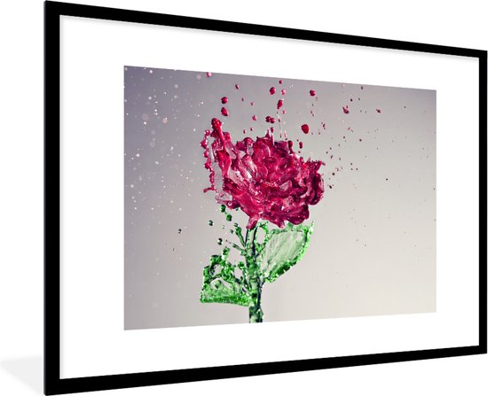 Fotolijst incl. Poster - Rozen - Water - Effect - 120x80 cm - Posterlijst