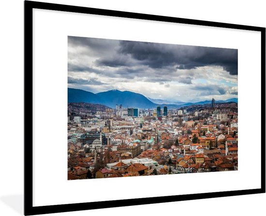Fotolijst incl. Poster - Wolkendek boven Sarajevo Bosnië en Herzegovina - 90x60 cm - Posterlijst