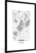 Fotolijst incl. Poster - Stadskaart Alkmaar - 60x90 cm - Posterlijst - Plattegrond