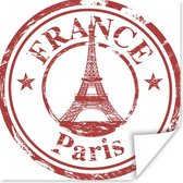Poster Parijs - Stempel - Eiffeltoren - 30x30 cm