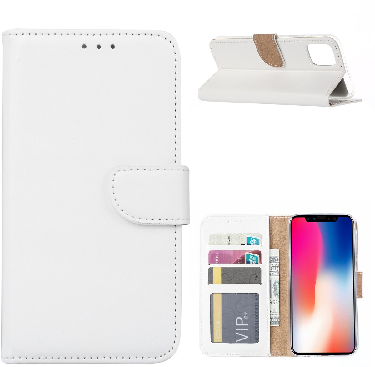 Ntech hoesje Geschikt voor iPhone 11 Pro Max Portemonnee / Booktype hoesje - Wit