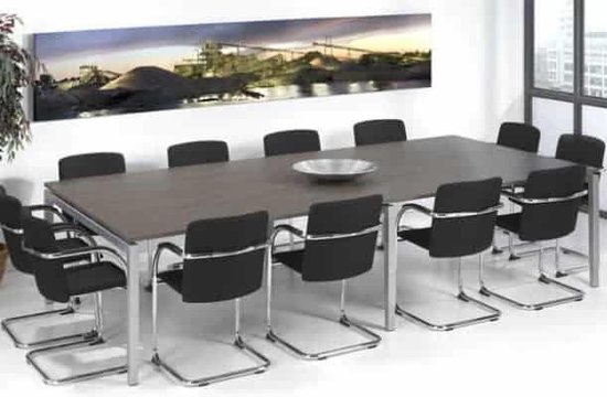 ABC Kantoormeubelen vergadertafel 12 personen kubus breed 320cm diep 160cm bladkleur beuken framekleur zwart (ral9005)